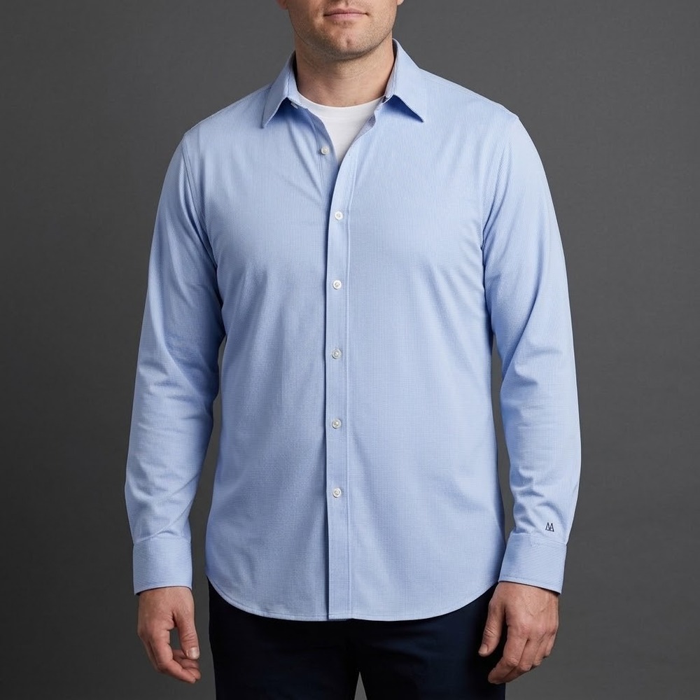Mizzen + Main Long Sleeve Trim Fit Dress Shirt Mens XL Blue Striped EUC